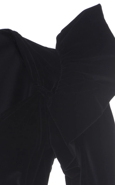 Shop Attico Button-embellished Velvet Mini Dress In Black