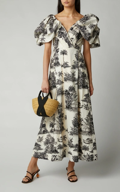Shop Johanna Ortiz Anhelos De Tierra Printed Cotton Gown In Black/white