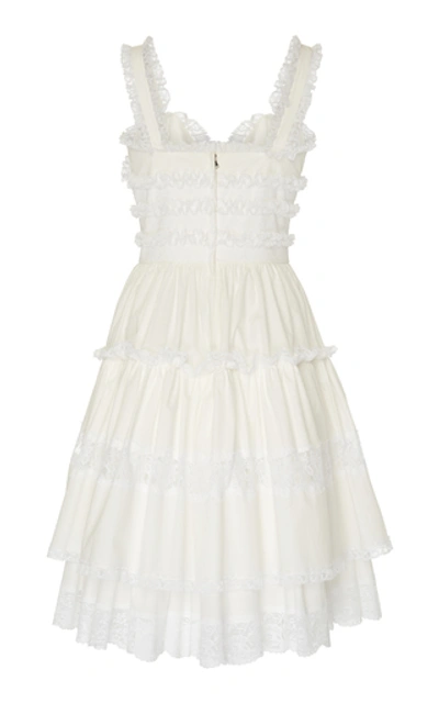 Shop Dolce & Gabbana Tiered Lace-trimmed Poplin Midi Dress In White