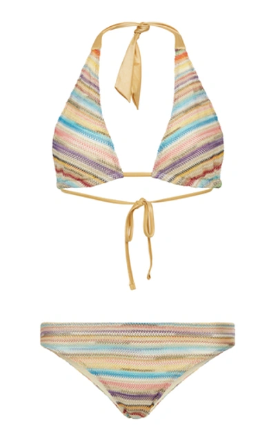 Shop Missoni Striped Bikini Set In Multi