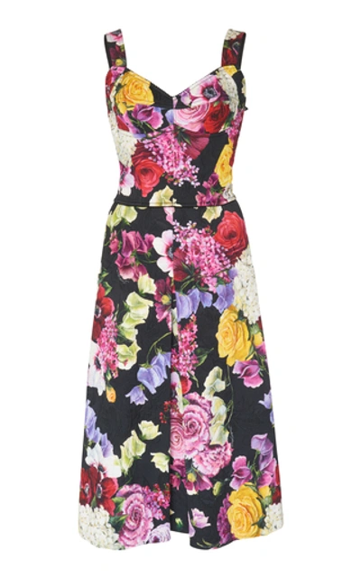 Shop Dolce & Gabbana Floral Poplin Midi Dress 