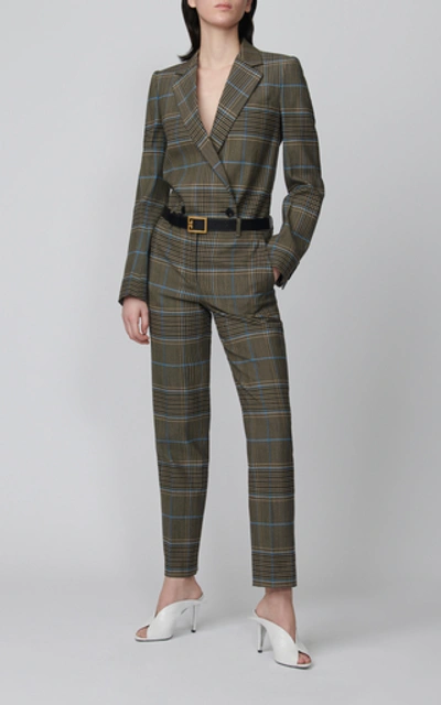 Shop Givenchy High-waisted Plaid Wool-blend Cigarette Pants