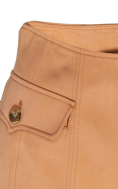 Shop Acler Delton Ruffled Crepe Mini Skirt In Brown