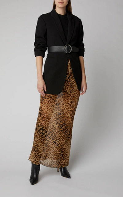 Shop Nili Lotan Ella Leopard-print Silk-chiffon Maxi Skirt In Animal