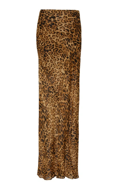 Shop Nili Lotan Ella Leopard-print Silk-chiffon Maxi Skirt In Animal