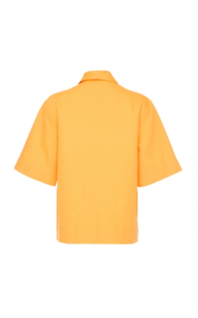 Shop George Keburia Short Sleeve Linen Shirt In Orange