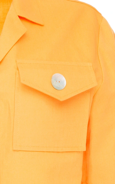 Shop George Keburia Short Sleeve Linen Shirt In Orange