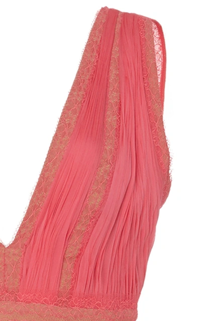Shop Zuhair Murad Marylin Lace-paneled Silk-chiffon Gown In Pink