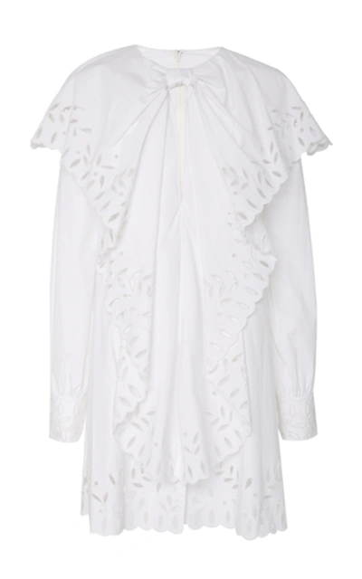 Shop Oscar De La Renta Long Sleeve Eyelet Dress In White