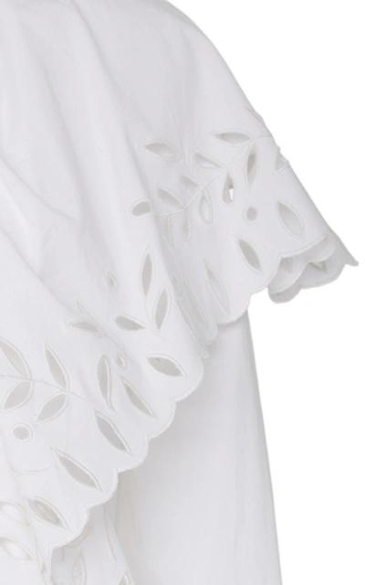 Shop Oscar De La Renta Long Sleeve Eyelet Dress In White