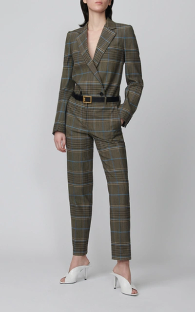 Shop Givenchy Checked Double-breasted Wool-blend Blazer In Multi