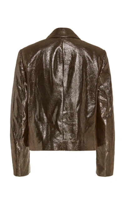 Shop Brunello Cucinelli Metallic Leather Jacket