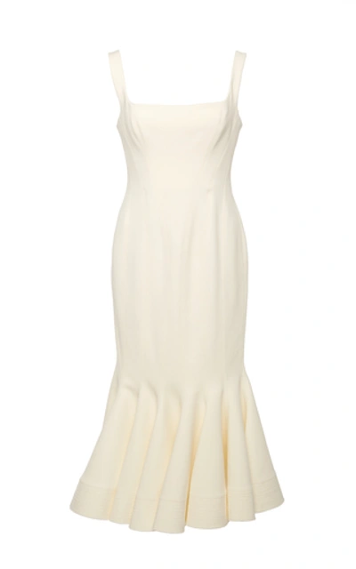 Shop Acler Mawson Square-neck Stretch-knit Midi Dress In White