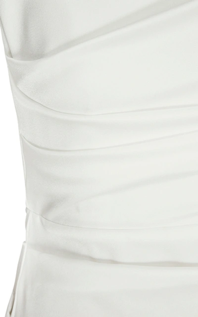 Shop Alex Perry Blaze Ruched Satin Mini Dress In White