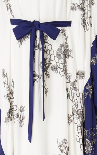 Shop Marchesa Exclusive Embellished Silk Georgette Caftan In Navy