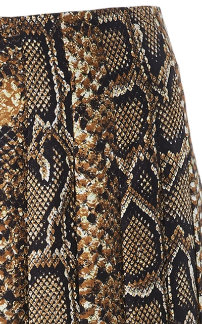 Shop Victoria Beckham Pleated Snake-print Silk-twill Midi Skirt