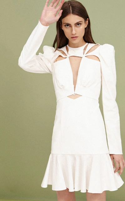 Shop Acler Lapkus Cutout Long Sleeve Mini Dress In White