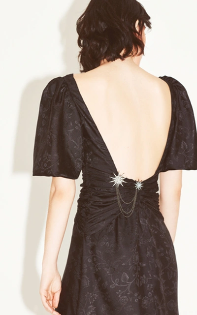 Shop Markarian Exclusive Night Fever Ruched Silk-brocade Gown In Black