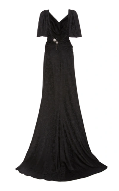 Shop Markarian Exclusive Night Fever Ruched Silk-brocade Gown In Black