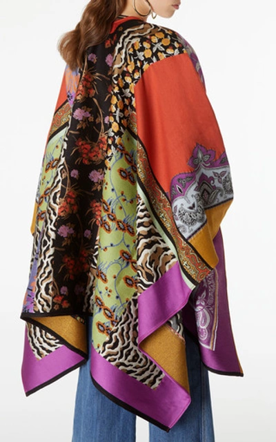 Shop Etro Mantella Jacquard Wool-blend Cape In Multi