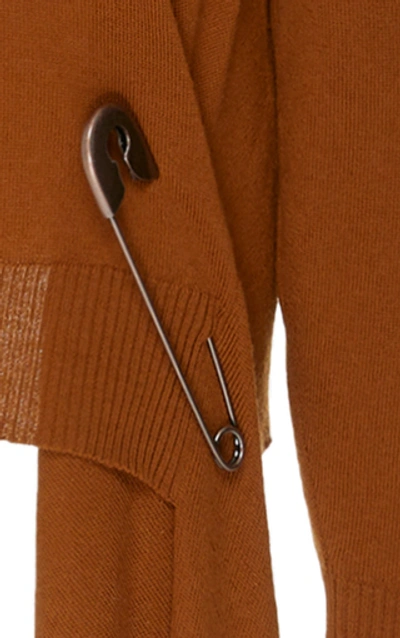 Shop Monse Asymmetric Pin-detailed Wool Top In Brown