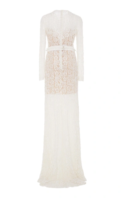 Shop Costarellos Bridal Beaded Lace Maxi Dress In White