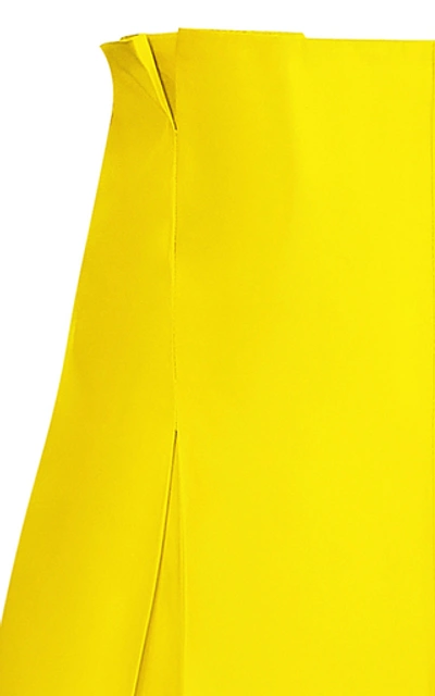 Shop Abadia Pleated Silk Taffeta Wide-leg Pants In Yellow