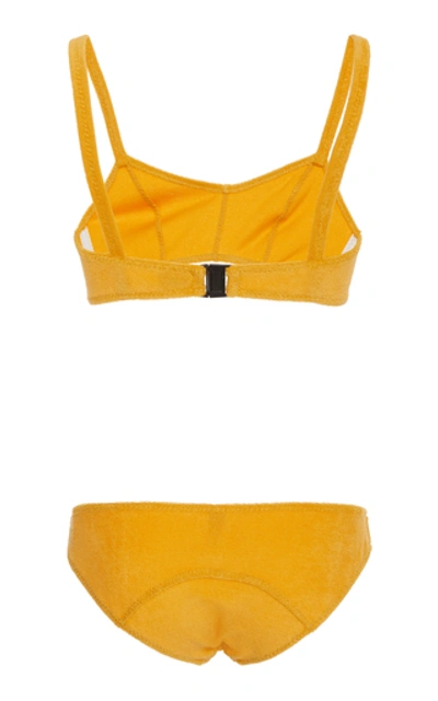 Shop Lisa Marie Fernandez Genevieve Cotton-blend Terry Bikini Set In Yellow