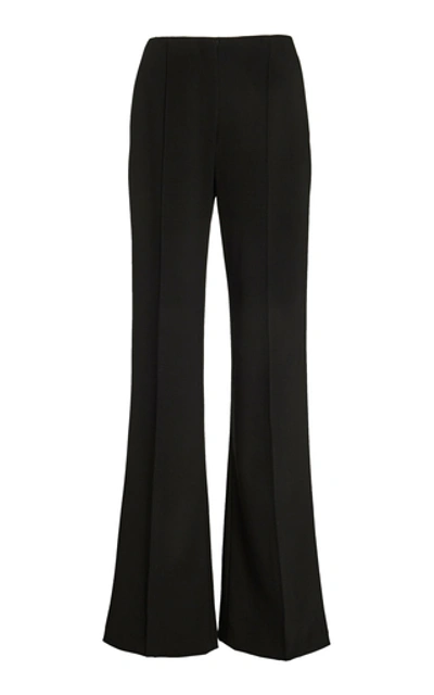 Shop Carolina Herrera High-waisted Silk-crepe Flared Pants In Black