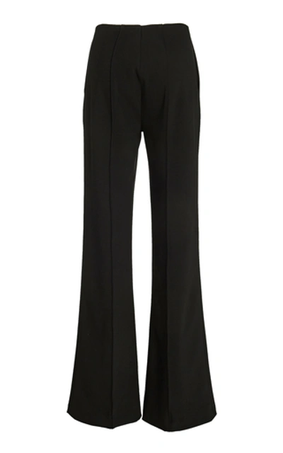 Shop Carolina Herrera High-waisted Silk-crepe Flared Pants In Black