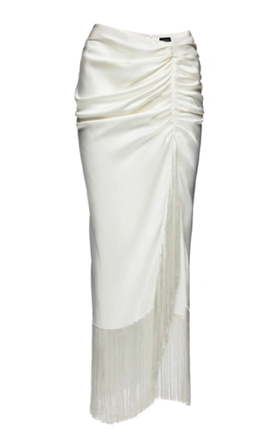 Shop Magda Butrym Alba Ruched Silk Maxi Skirt In White
