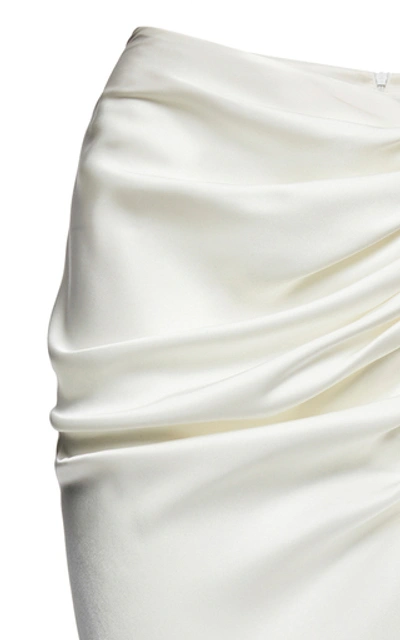 Shop Magda Butrym Alba Ruched Silk Maxi Skirt In White