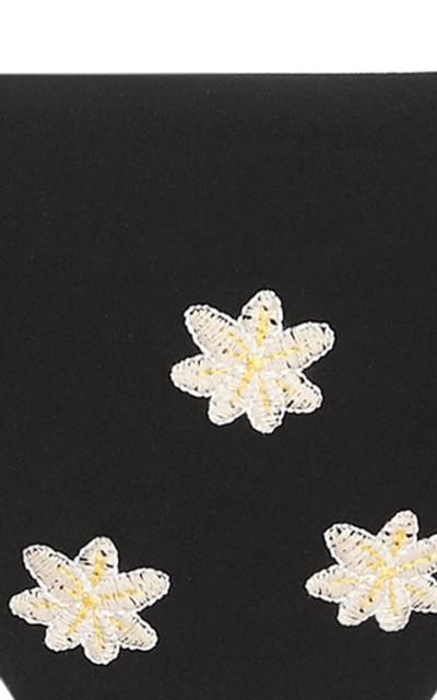 Shop Anemone Floral-embroidered Bikini Briefs In Black
