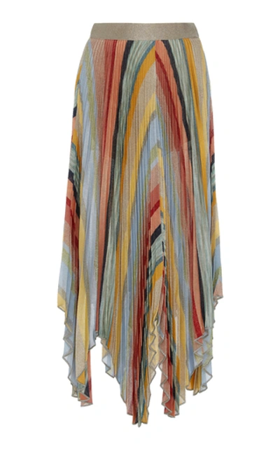 Shop Missoni Long High-rise Pleated Asymmetric Skirt In Stripe