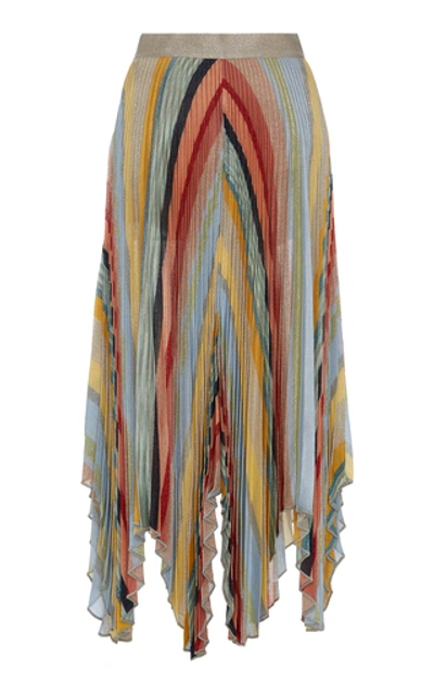 Shop Missoni Long High-rise Pleated Asymmetric Skirt In Stripe