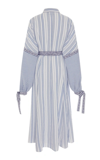 Shop Andrew Gn Striped Long-sleeve Midi Dress