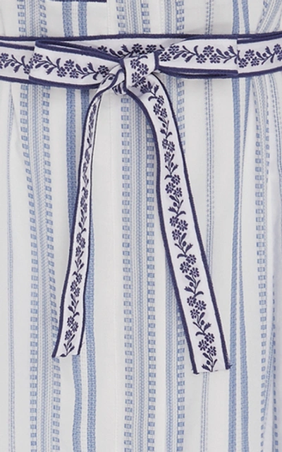 Shop Andrew Gn Striped Long-sleeve Midi Dress