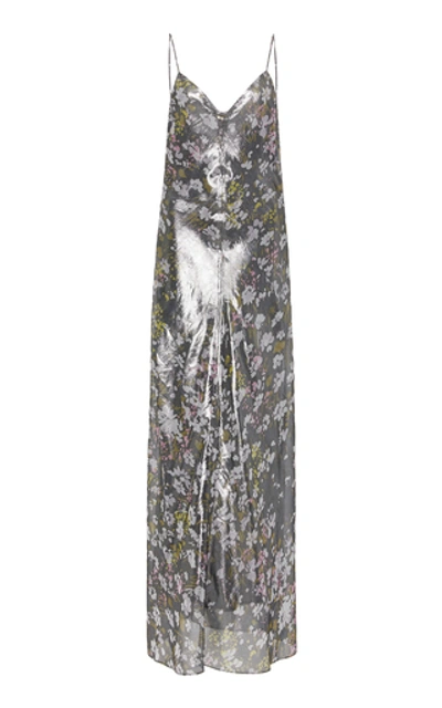 Shop Ganni Silk-blend Maxi Slip Dress In Floral