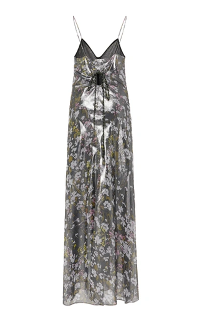 Shop Ganni Silk-blend Maxi Slip Dress In Floral
