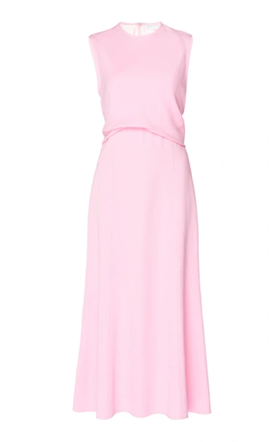 Shop Victoria Beckham Draped Georgette Midi Dress In Pink