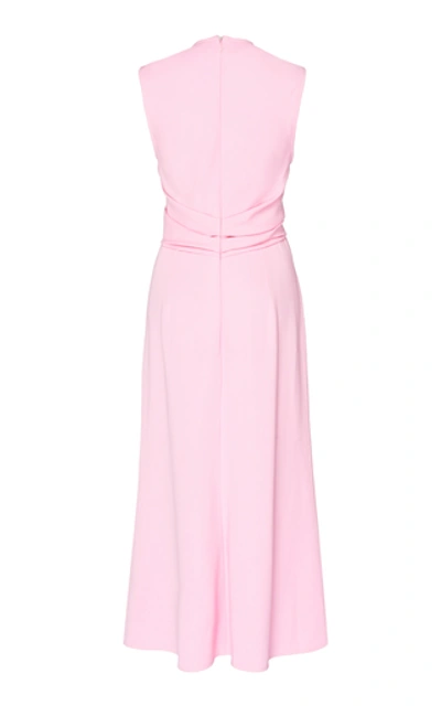 Shop Victoria Beckham Draped Georgette Midi Dress In Pink