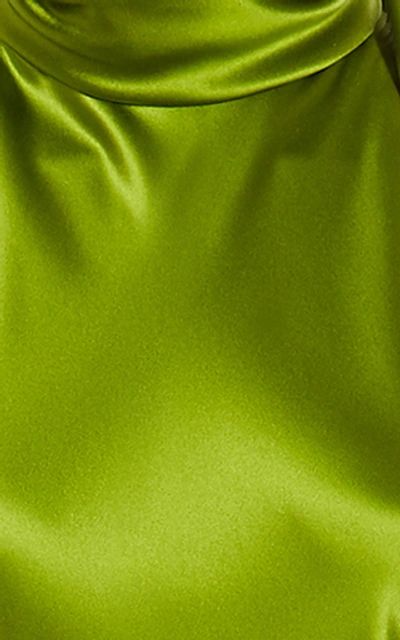 Brandon Maxwell Silk-satin Halterneck Gown in Green
