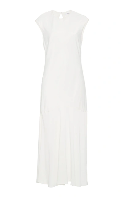 Shop Frame Cascade Crepe Midi Dress In White