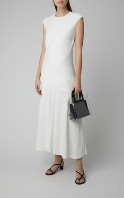 Shop Frame Cascade Crepe Midi Dress In White