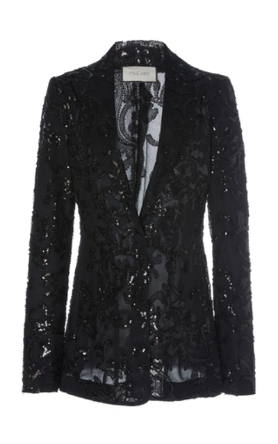 Shop Alexis Firdas Sequin Embroidered Tulle Blazer In Black