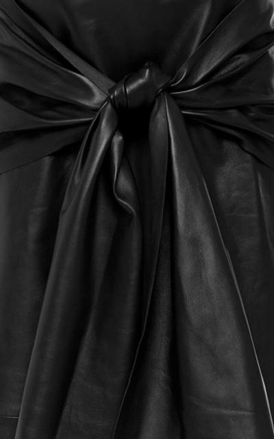 Shop Joseph Renne Leather Knot Midi Skirt In Black