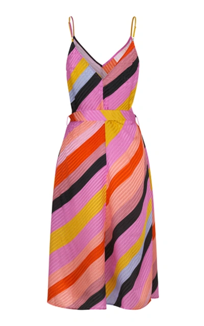 Shop Stine Goya Gianna Striped Silk Midi Dress In Pink