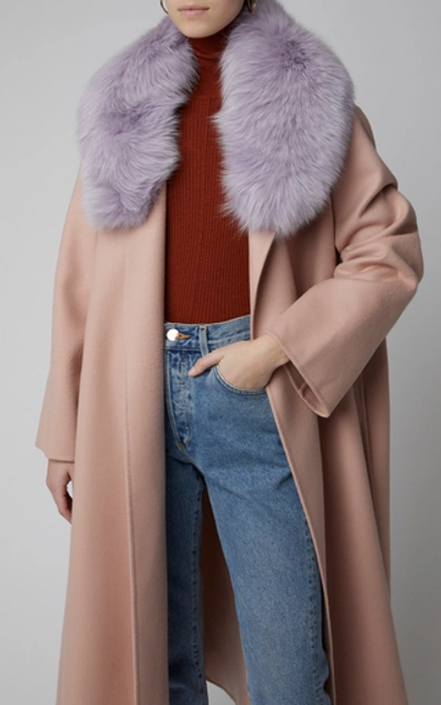 Shop Oscar De La Renta Draped Coat In Pink