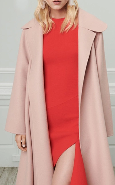 Shop Oscar De La Renta Draped Coat In Pink