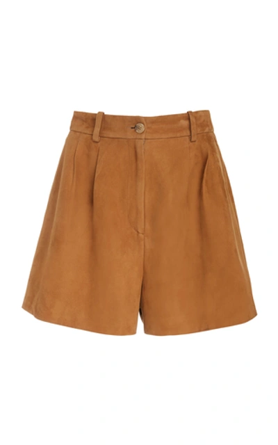 Shop Nili Lotan Roxana High-rise Suede Shorts In Brown